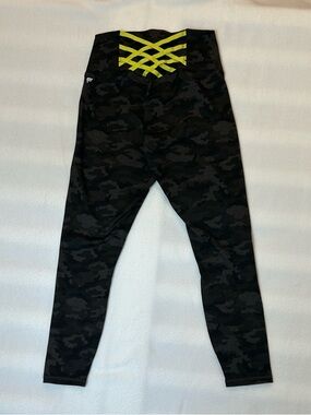 Fabletics PowerHold Camo Leggings High Rise Criss Cross Waist